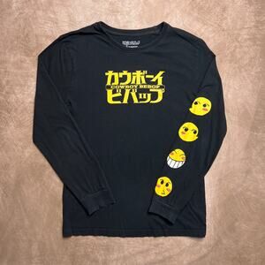 Sunrise Funimation Cowboy Bebop Long Sleeve Black T Shirt Anime Faces Men's M